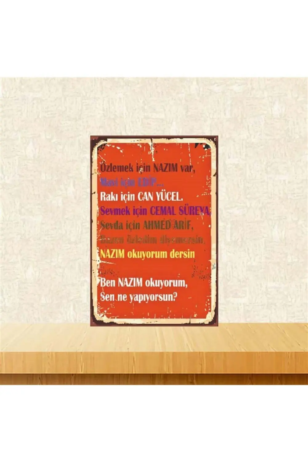 Sen Ne Yapıyorsun 20-30 cm Retro Ahşap Poster Tkfx3668
