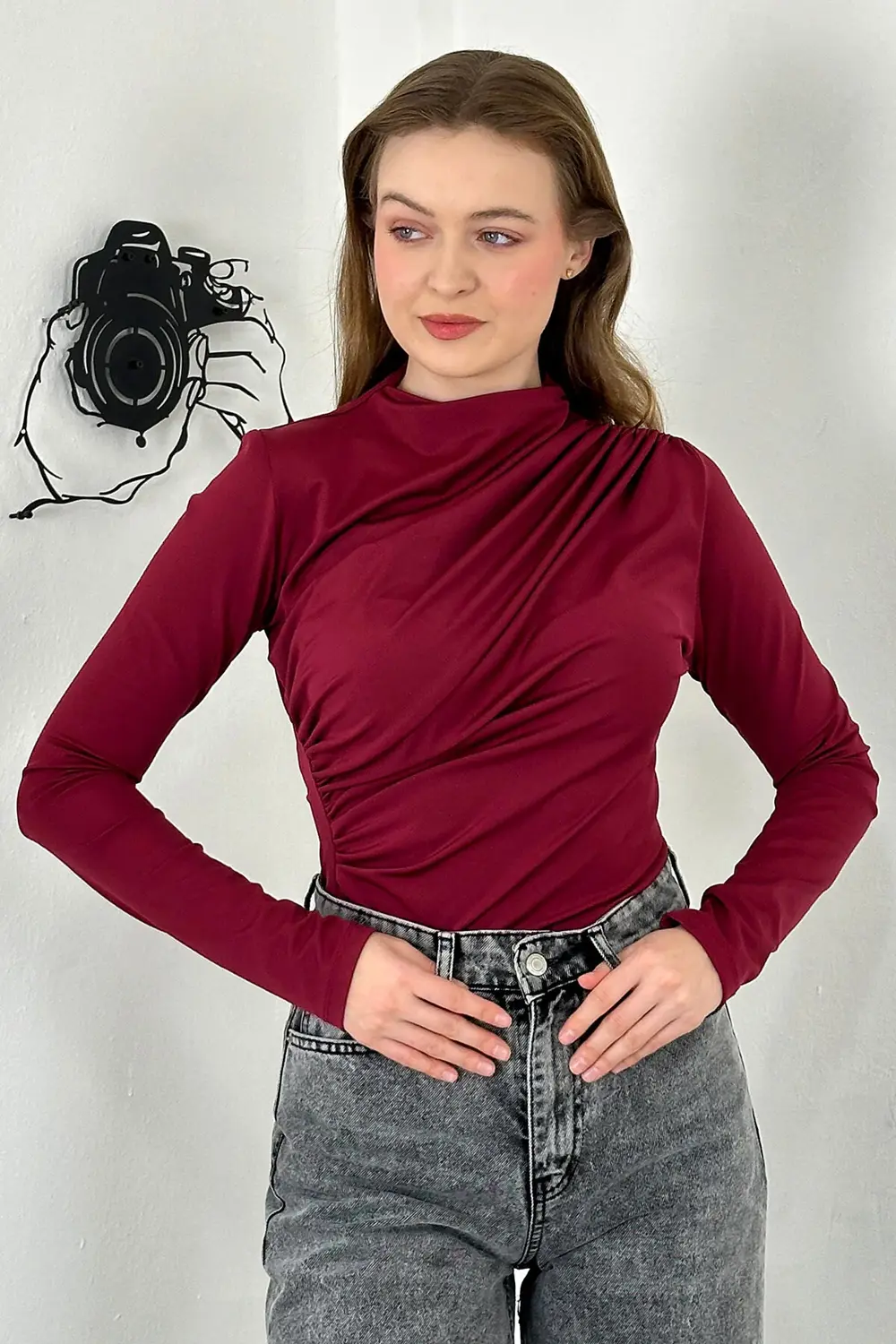 Sendy Kumaş Drapeli Bluz