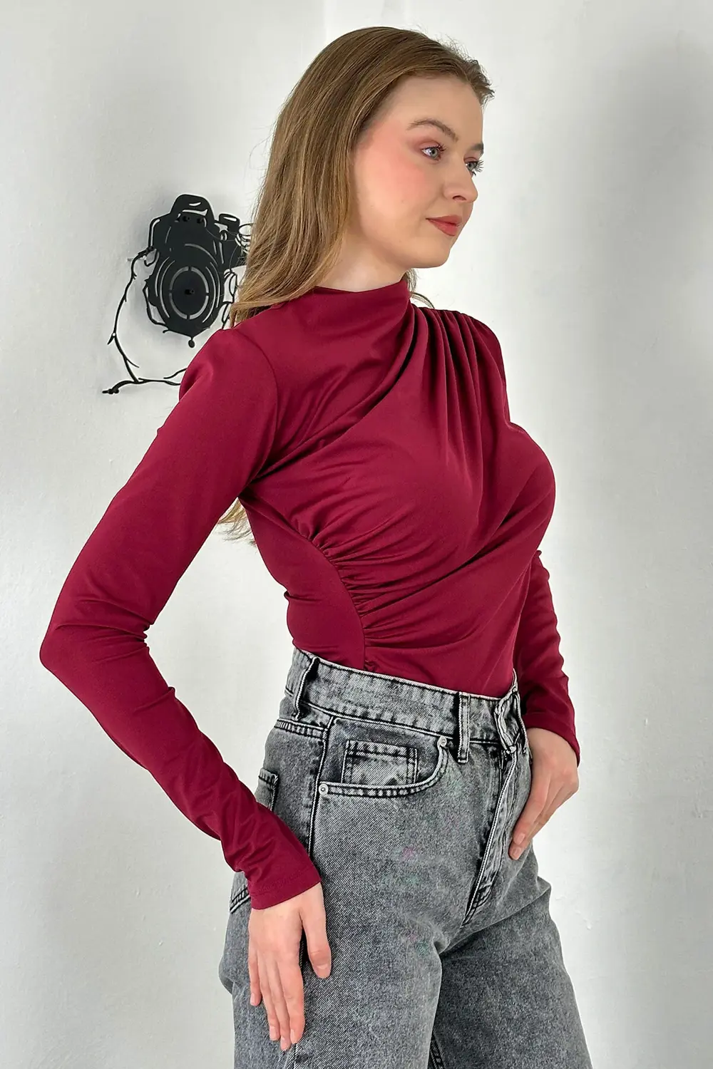 Sendy Kumaş Drapeli Bluz