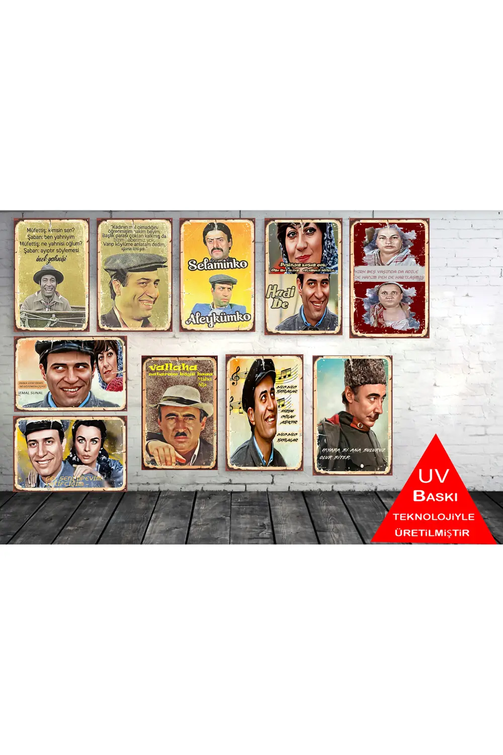 Şener Şen Kemal Sunal Replikleri 10 Adet 20 x 30 CM MDF Tablo Set