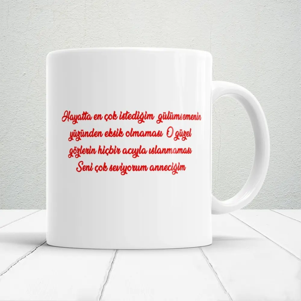 Seni Çok Seviyorum Anneciğim ve Güzel Dilekler Baskılı 1 Adet Ann