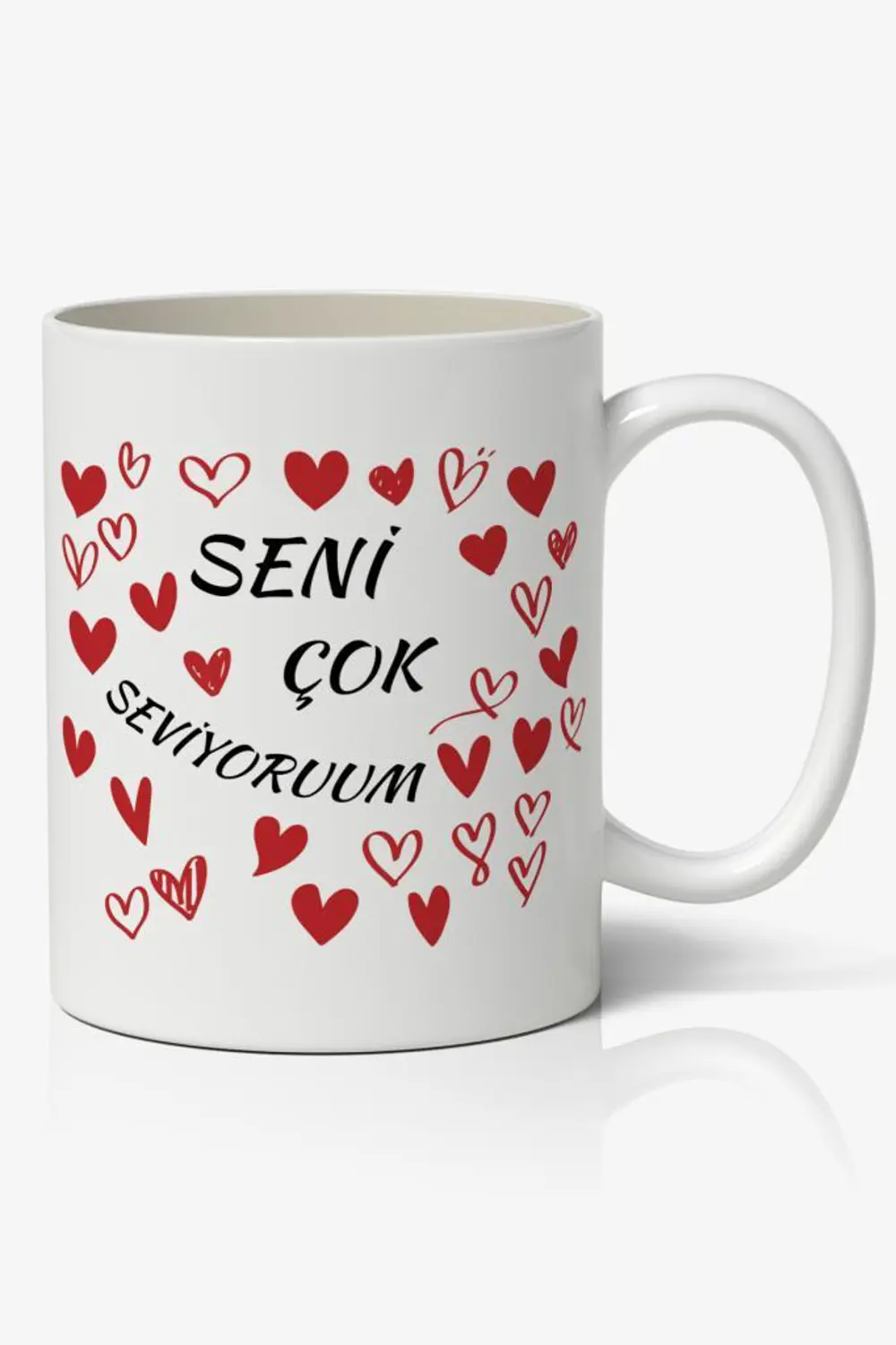 Seni Çok Seviyorum Kalp Tasarımlı Kupa Bardak Baskılı Kahve Kupa 