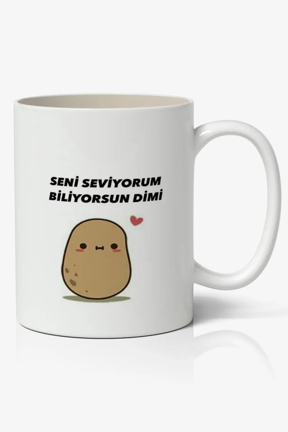 Seni Seviyorum Biliyorsun Dimi Yazılı Baskılı Kupa Bardak - Baskı