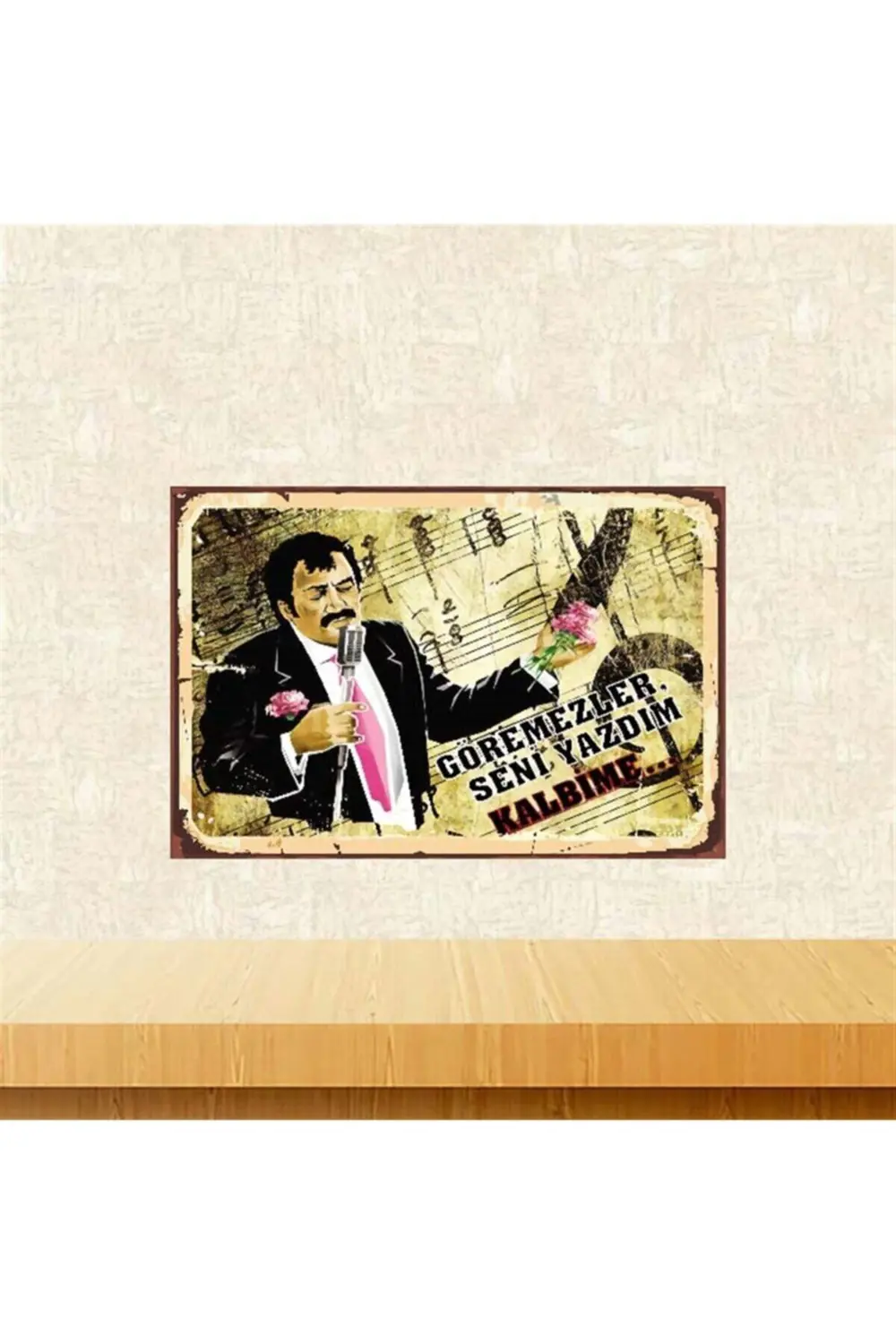 Seni Yazdım Kalbime Müslüm Gürses 20-30 cm Retro Ahşap Poster