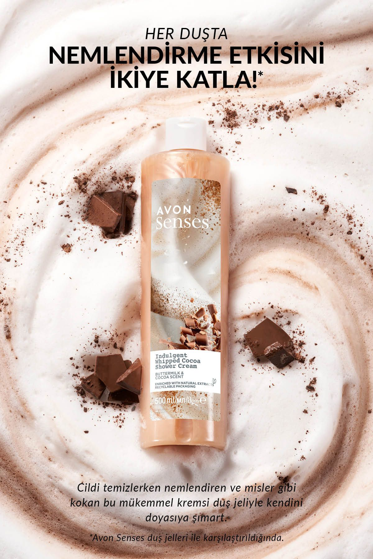 Avon Senses İndulgent Buttermilk Ve Kakao Özü İçeren Duş Kremi 500 Ml.