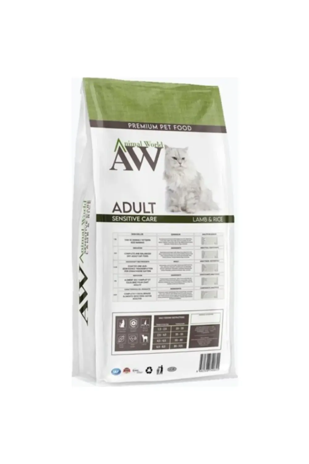 Animal World Sensitive Care Kuzu Etli Pirinçli Yetişkin Kedi Maması 15 Kg