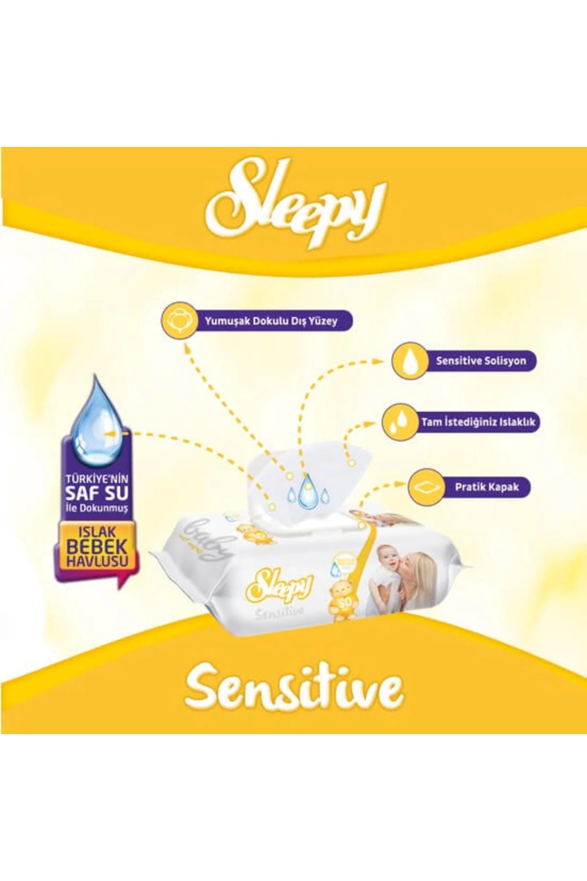 Sensitive Islak Havlu Mendil 90 Adet
