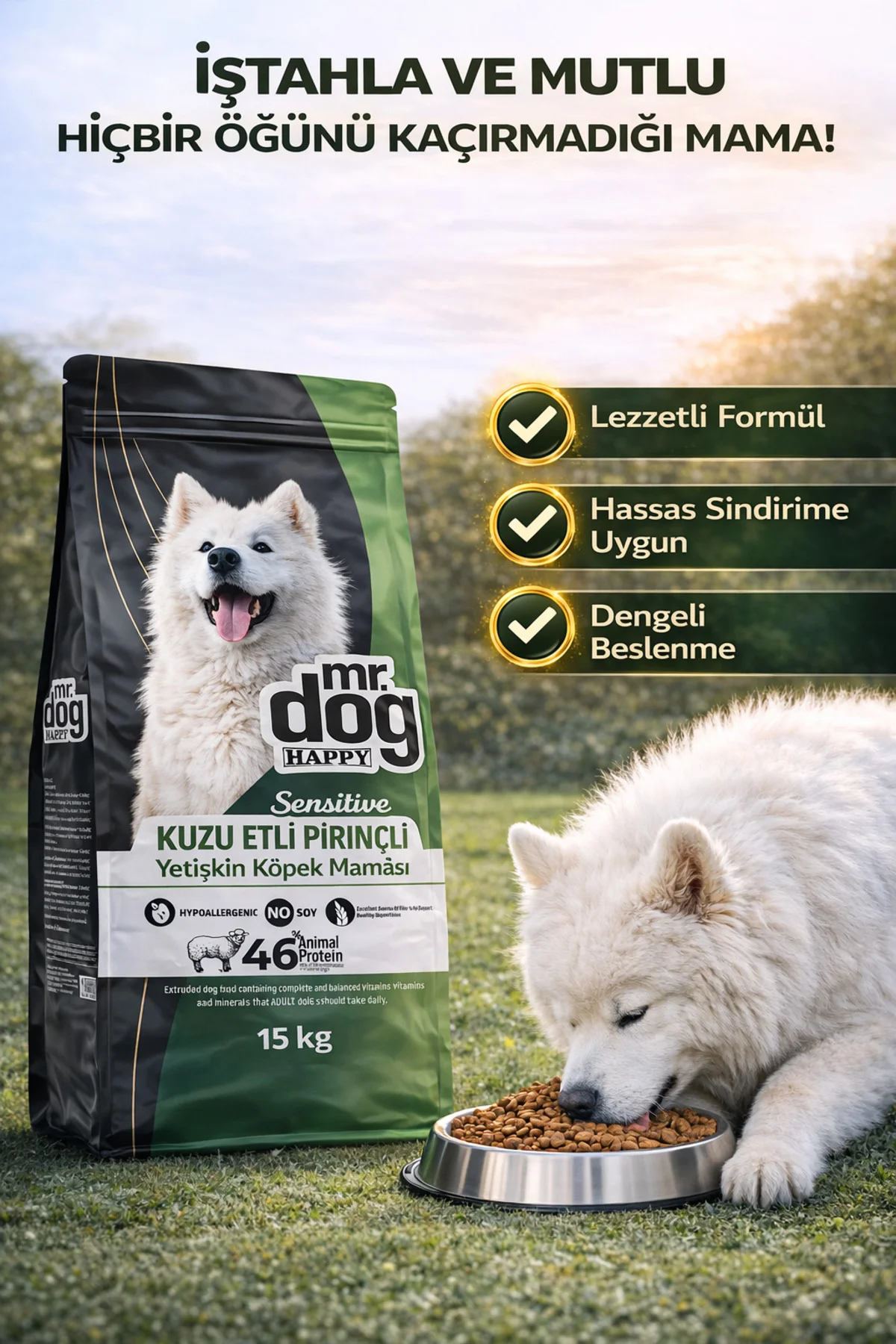 Sensitive Kuzu Etli Pirinçli Köpek Maması 15 Kg Hassas Sindirim