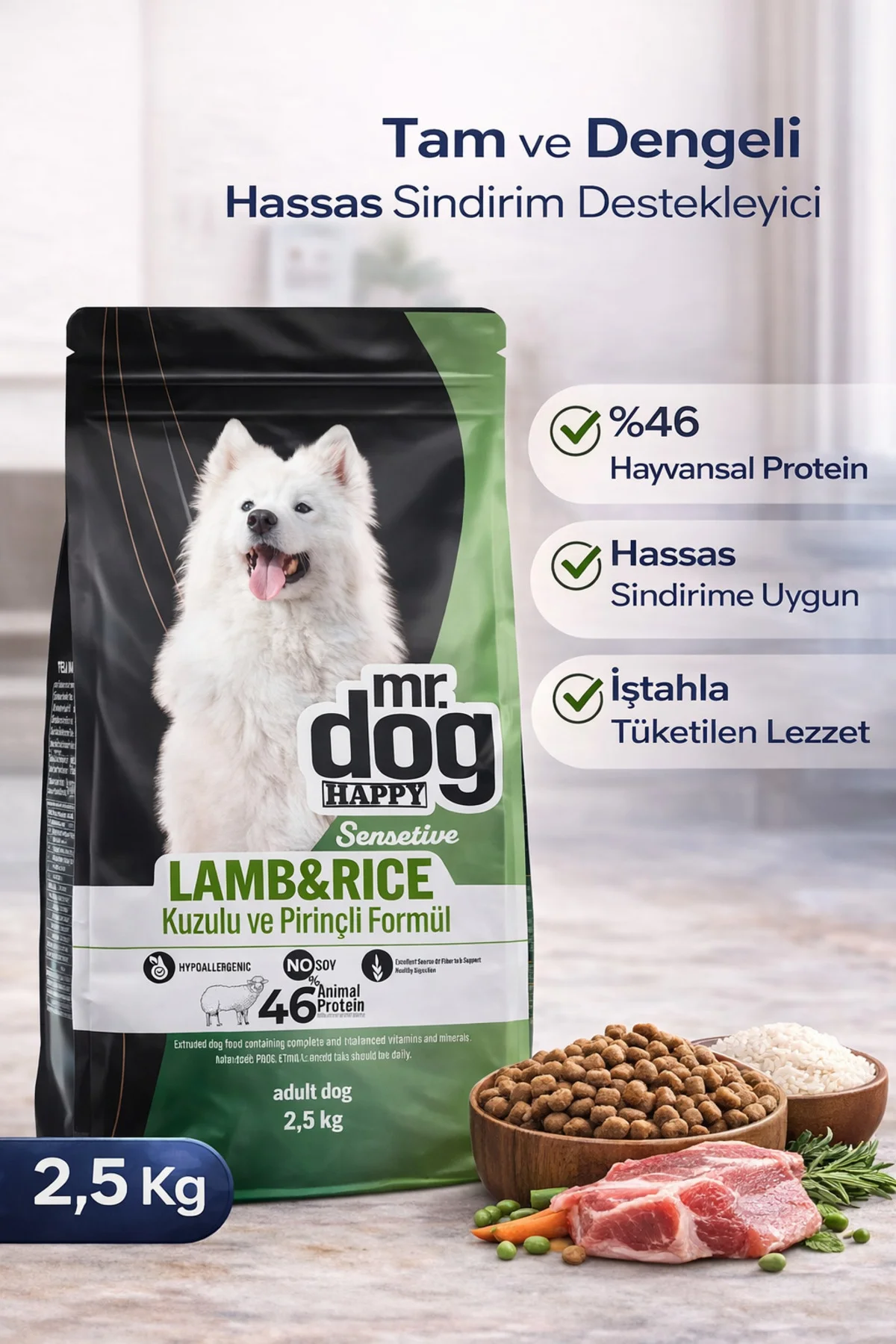 Sensitive Kuzu Etli Pirinçli Yetişkin Köpek Maması 2,5 Kg Hassas 