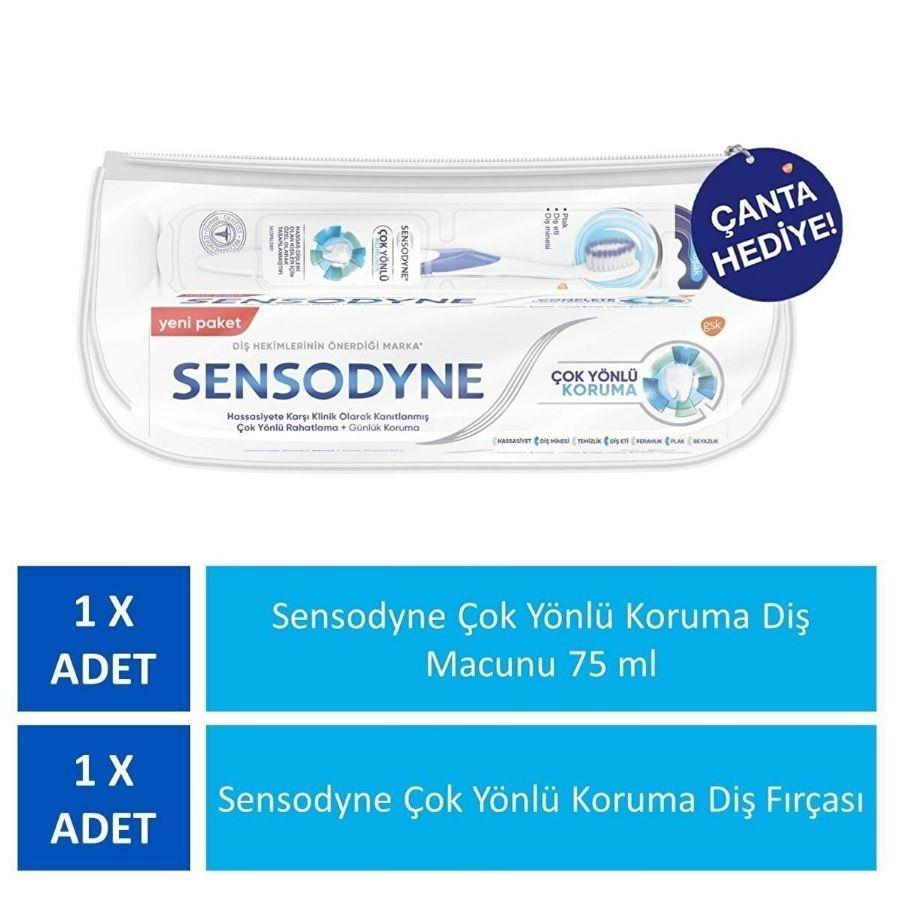 Sensodyne Çok Yönlü Koruma Diş Macunu 75 ml + Diş Fırça Çantalı