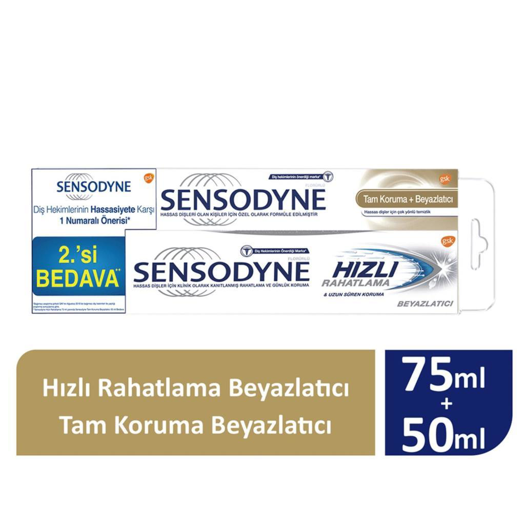 Sensodyne Hızlı Rahatlama Beyazlatıcı 75ml+Tam Koruma Beyazlatıcı