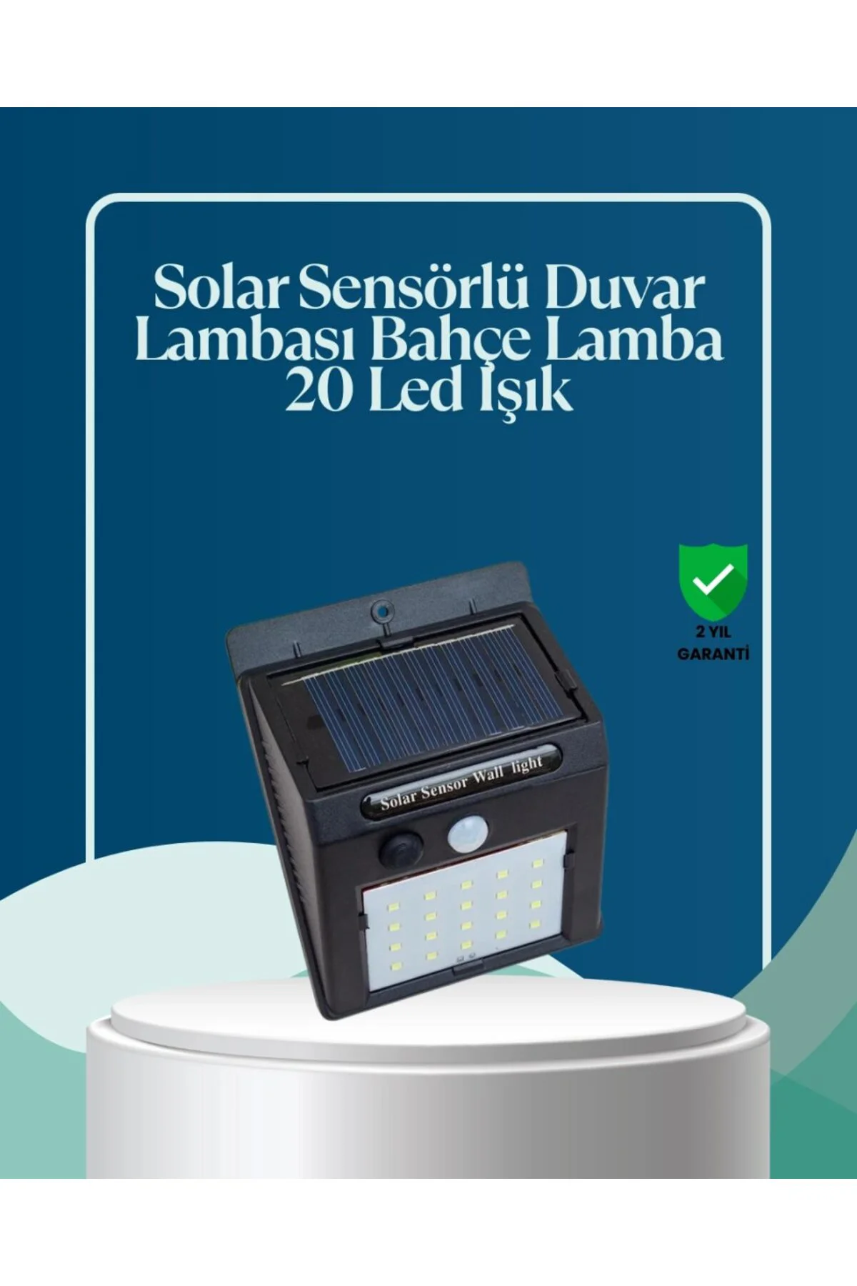 Sensörlü 20 Led Solar Duvar Lambası 3 Metre Algılama Mesafesi