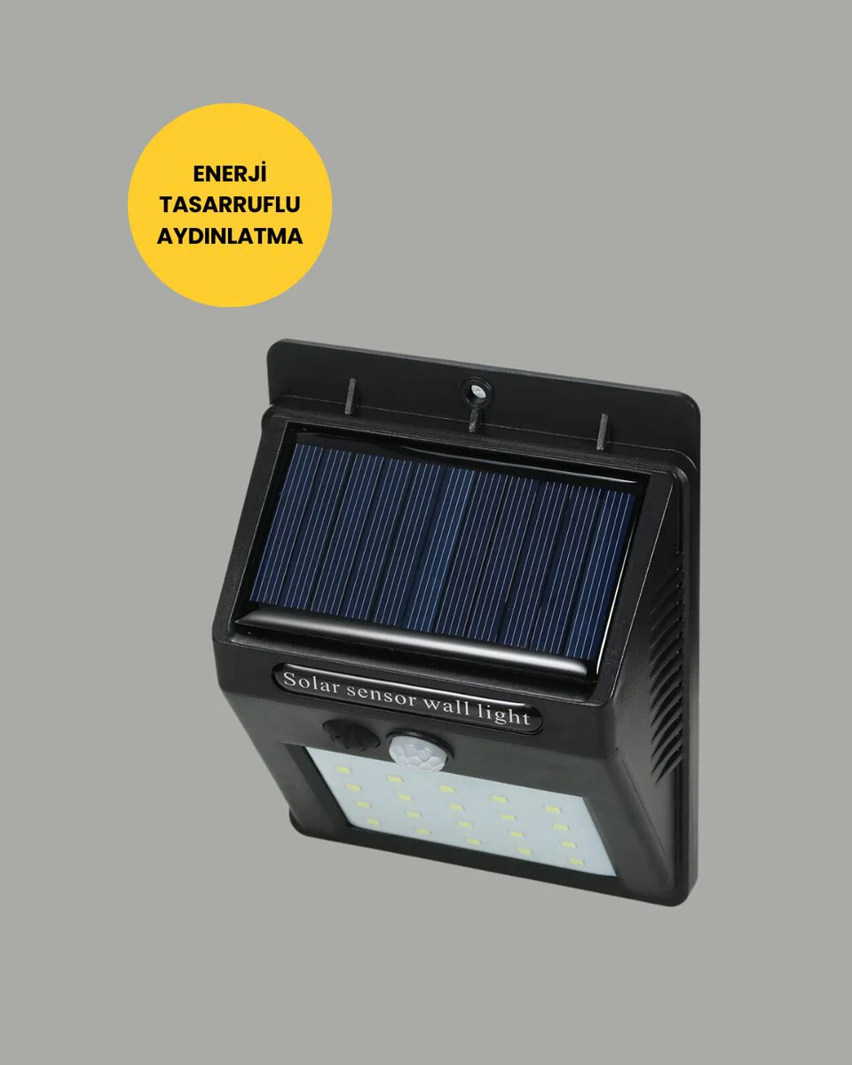 Sensörlü 20 LED Solar Duvar Lambası 3 Metre Algılama Mesafesi
