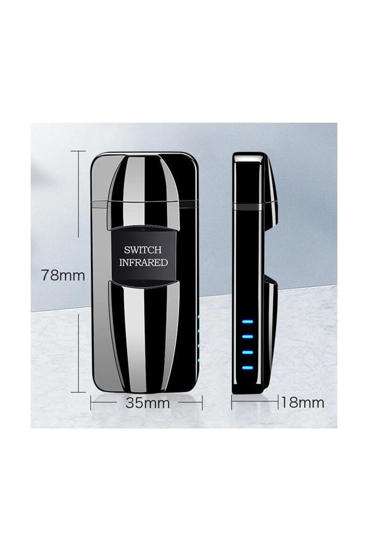 Sensörlü Alevsiz USB Şarjlı Tesla Çakmak Siyah