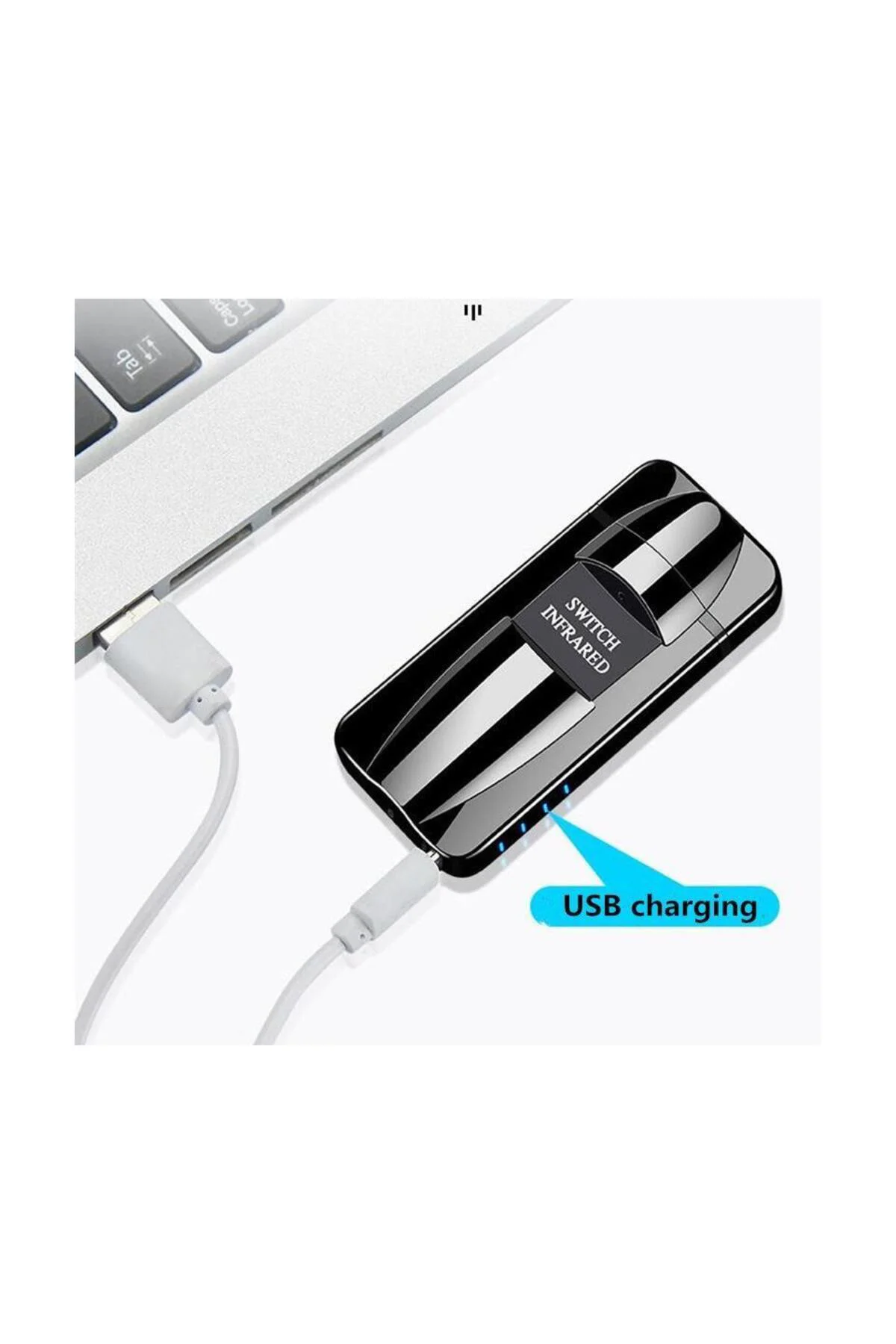 Sensörlü Alevsiz USB Şarjlı Tesla Çakmak Siyah