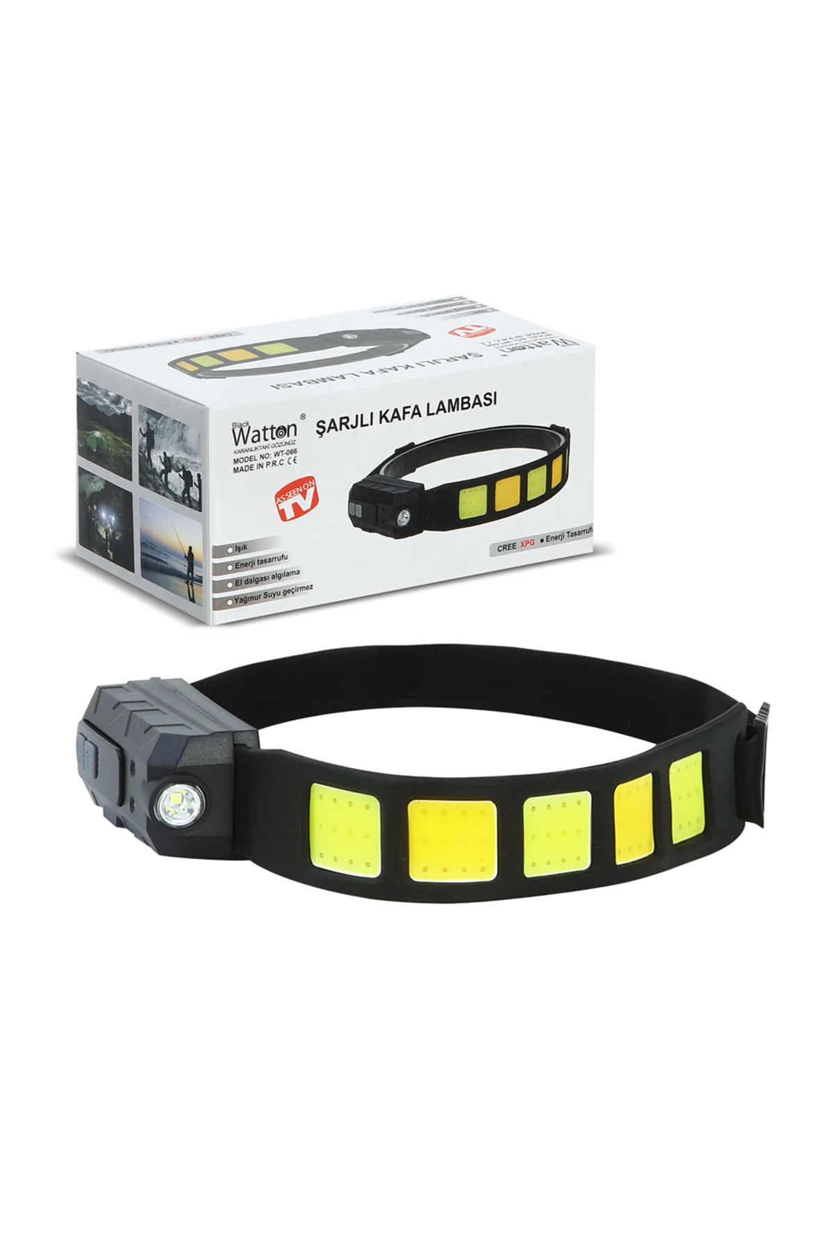 SENSÖRLÜ COB XPG LED KAFA LAMBASI WATTON WT-066 Siyah