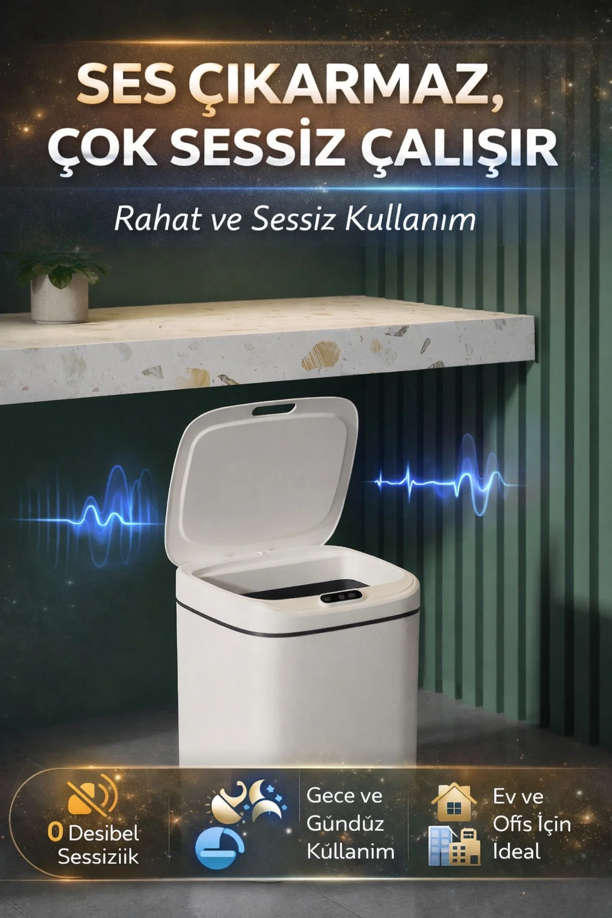 Sensörlü Çöp Kovası Otomatik Kapak Temassız