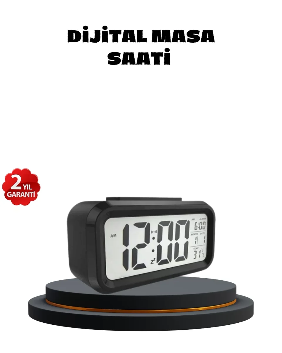Sensörlü Dijital Masa Saati Alarm ve Sıcaklık Göstergeli - Lisinya