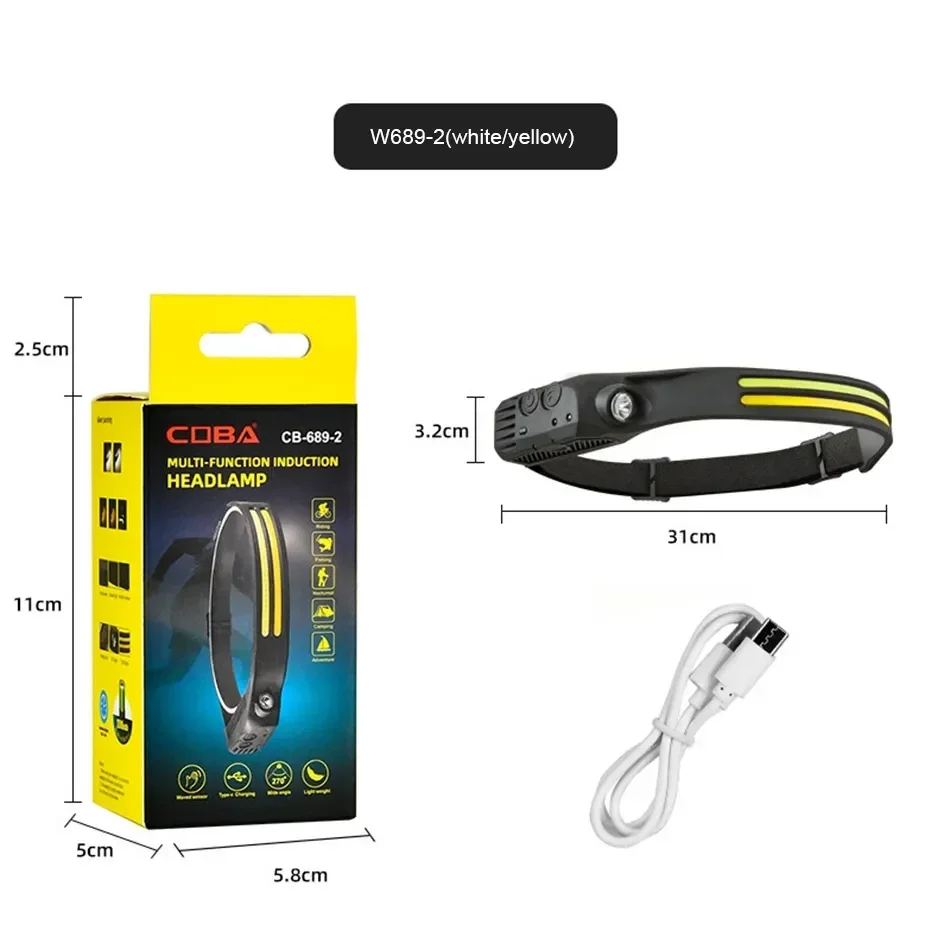 Sensörlü Far Cob Led Far Şarj Edilebilir Kafa Feneri 18650 Dahili Pil Açık Hava Balıkçılık Kamp Baş Feneri Fener Bx40 Fiyatı, Yorumları ve Özellikleri
