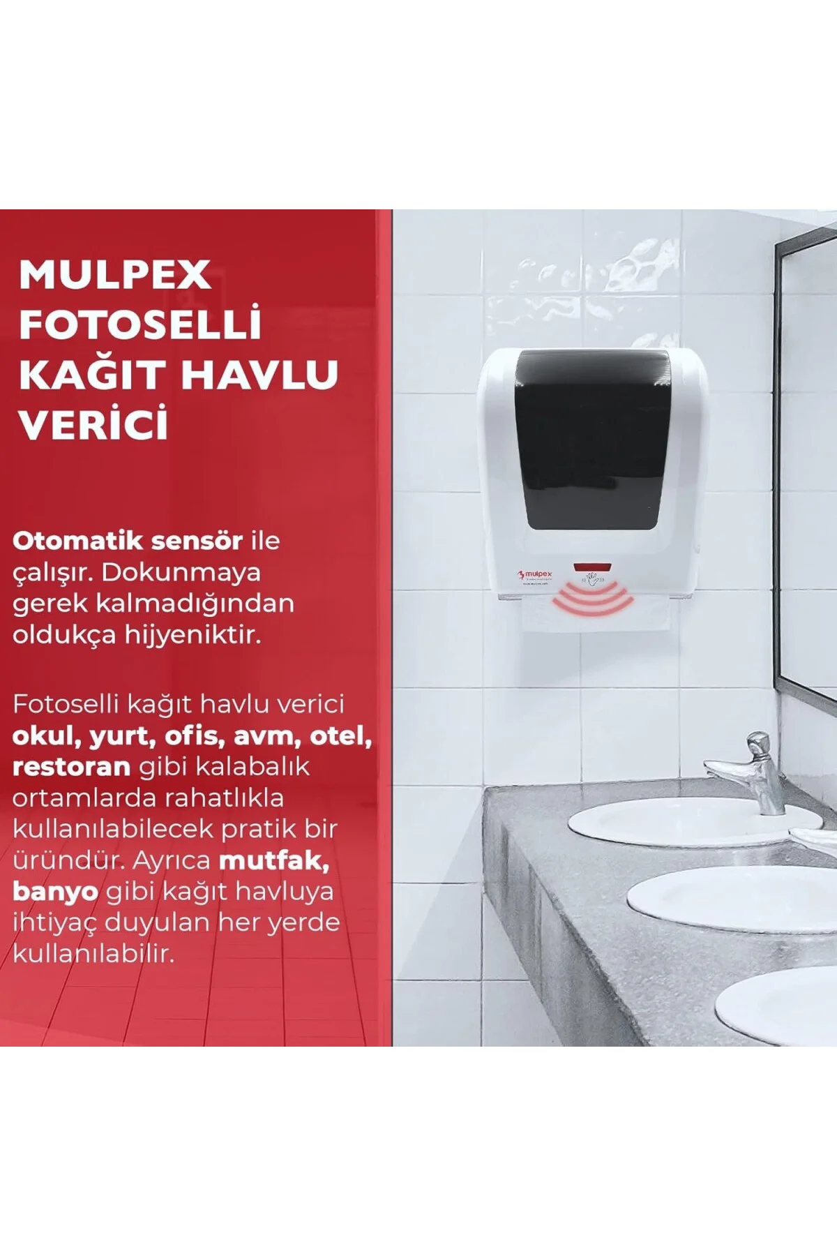 Sensörlü Fotoselli Otomatik Kağıt Havlu Makinesi, 21 cm., Beyaz, 
