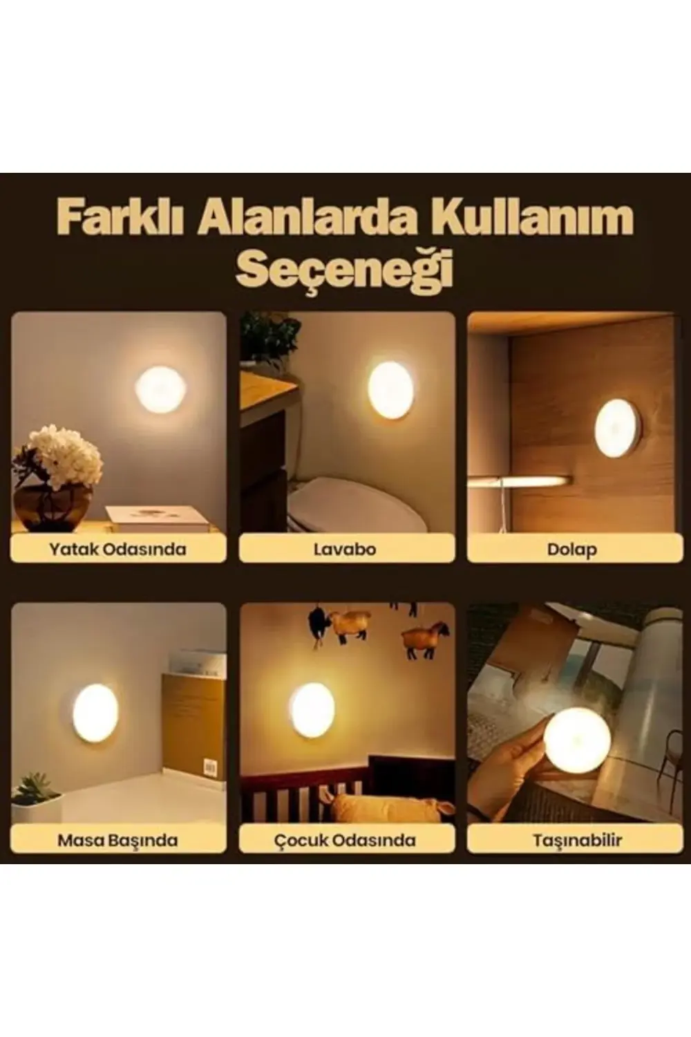 Sensörlü LED Gece Lambası – Şarj Edilebilir ve Taşınabilir 4000K