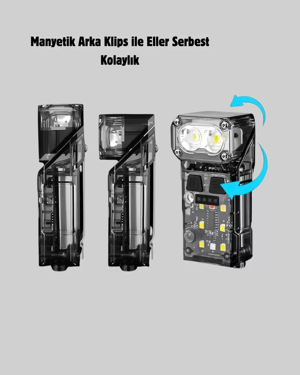 Sensörlü LED Kafa Feneri - Şarj Edilebilir Manyetik Eller Serbest Yeni Nesil