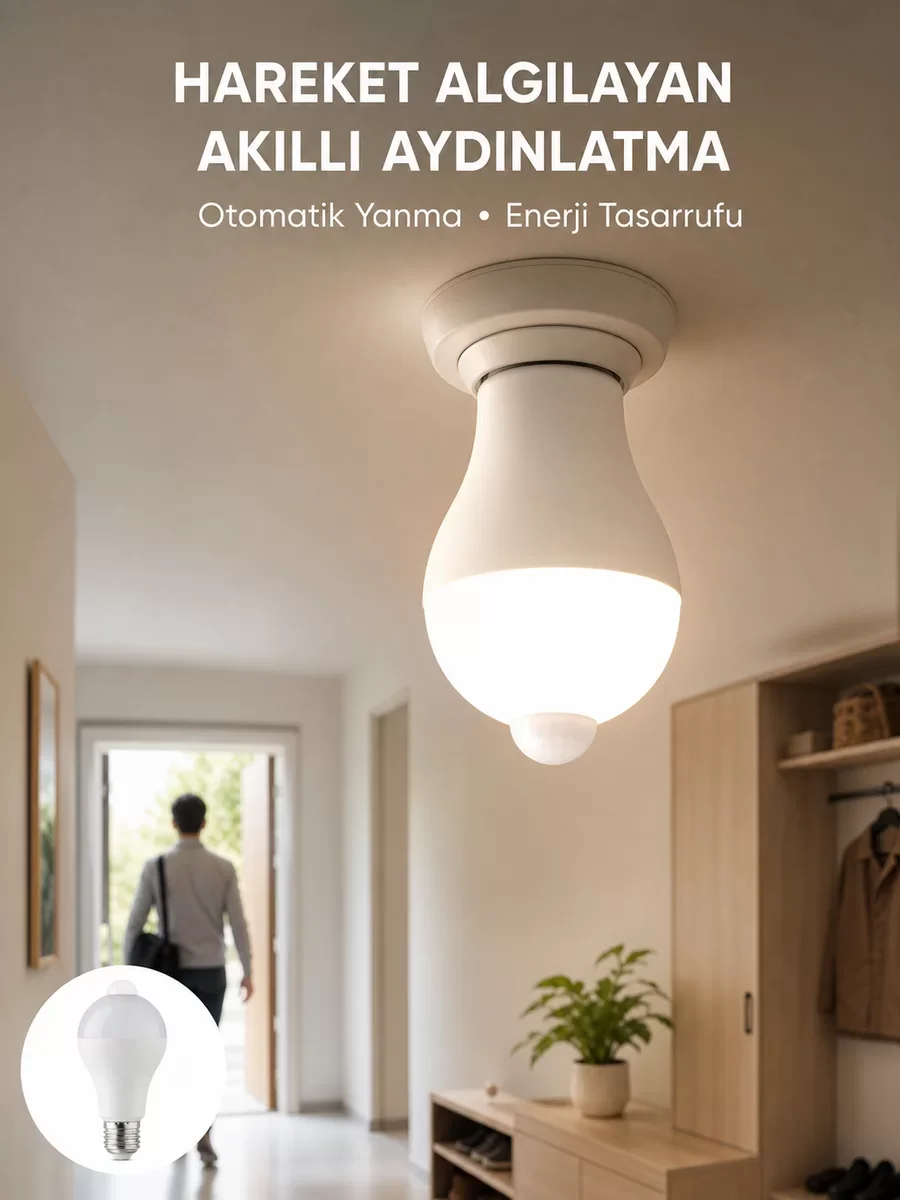 Sensörlü LED Lamba Otomatik Algılama - Enerji Tasarruflu Aydınlatma