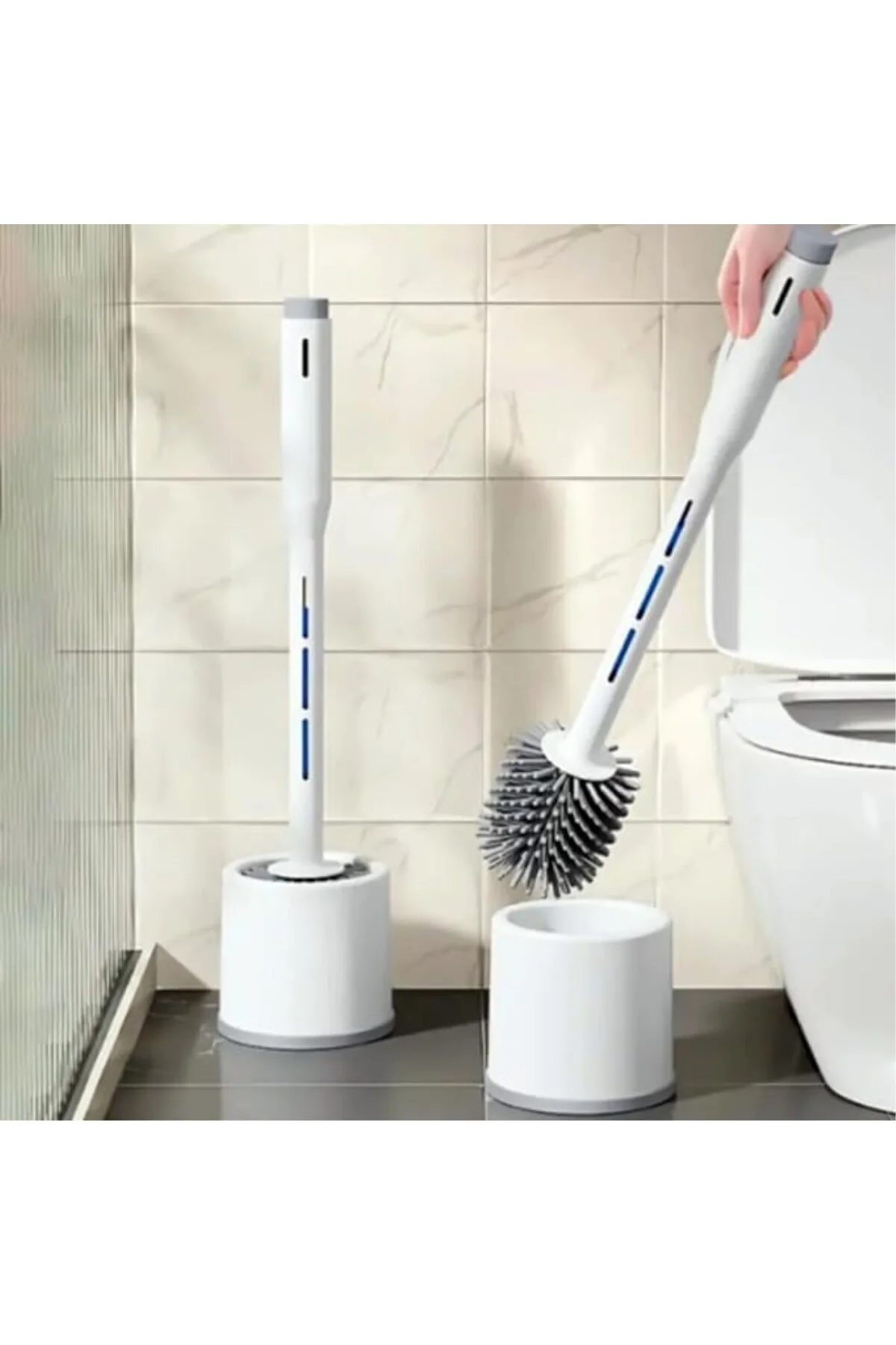 Sensörlü Otomatik Slim Çöp Kovası 9 Lt+ Deterjan Hazneli Silikon Klozet Fırçası