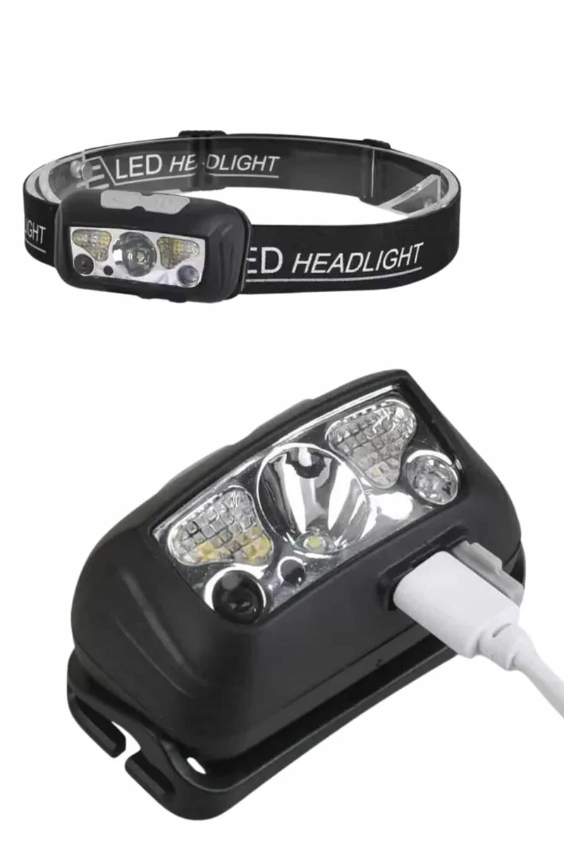Sensörlü Şarjlı Type-c Şarj Işıklı Kafa Lambası Kamp Lambası