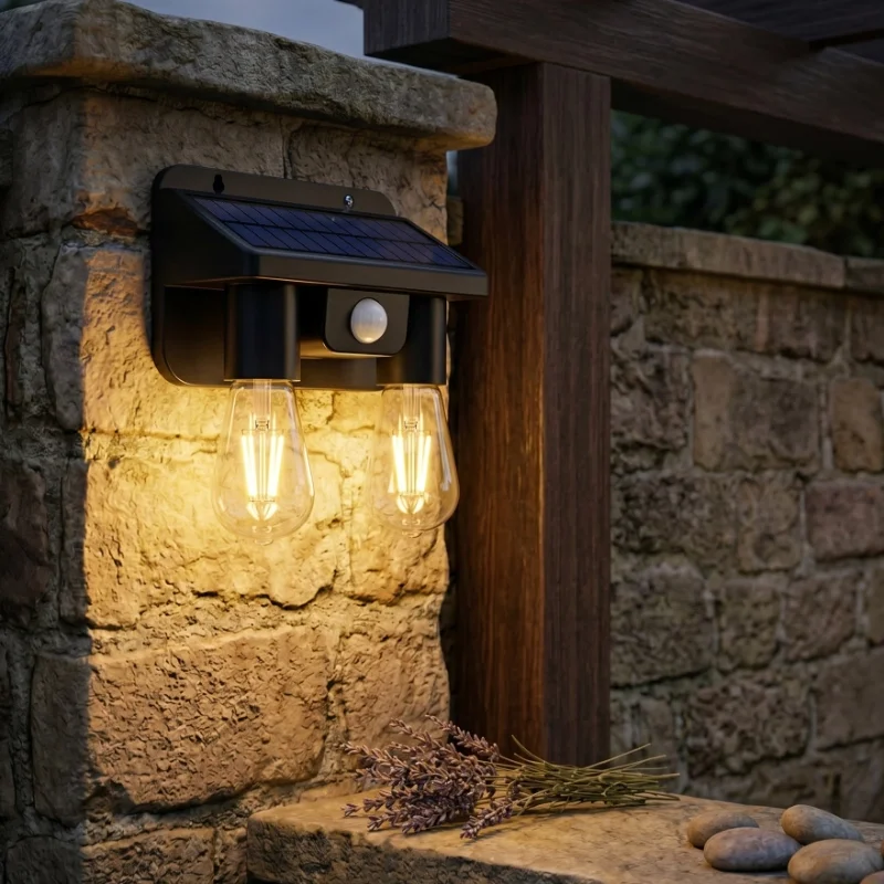 Sensörlü Solar İkili LED Ampul Lamba - Çift Başlıklı - Güneş Enerjili Aydınlatma Sensörlü Solar İkili LED Ampul Lamba - Çift Başlıklı - Güneş Enerjili Aydınlatma