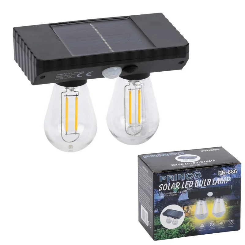 Sensörlü Solar İkili LED Ampul Lamba - Çift Başlıklı - Güneş Enerjili Aydınlatma Sensörlü Solar İkili LED Ampul Lamba - Çift Başlıklı - Güneş Enerjili Aydınlatma