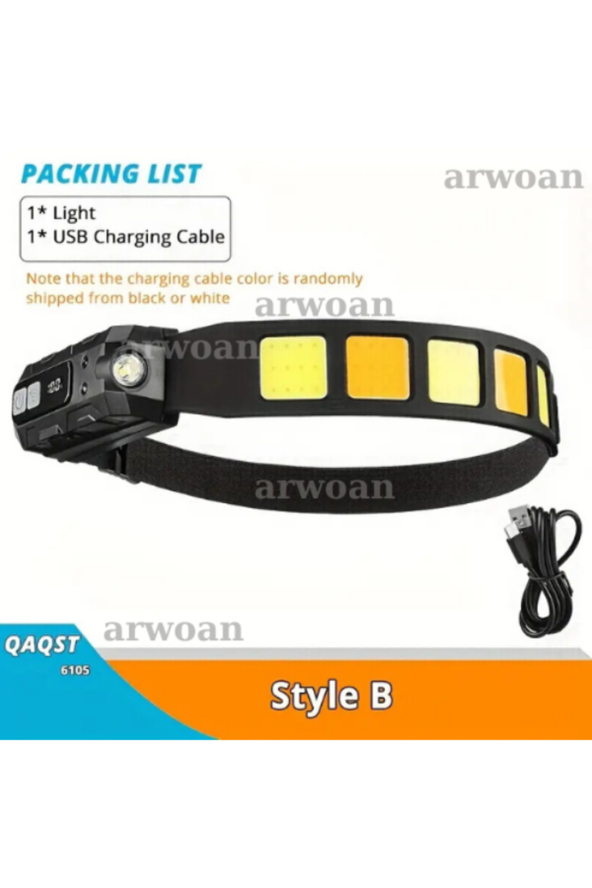 Arwoan Sensörlü Ultra Parlak Led+Cob Baş Şarj Edilebilir Kafa Lambası