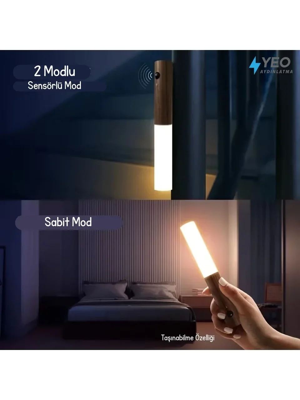 Sensörlü Usb Şarjlı Mıknatıslı Taşınabilir Duvar Aplik Masa Lambası Ahşap Görünümlü Gün Işığı Bx40 Fiyatı, Yorumları ve Özellikleri