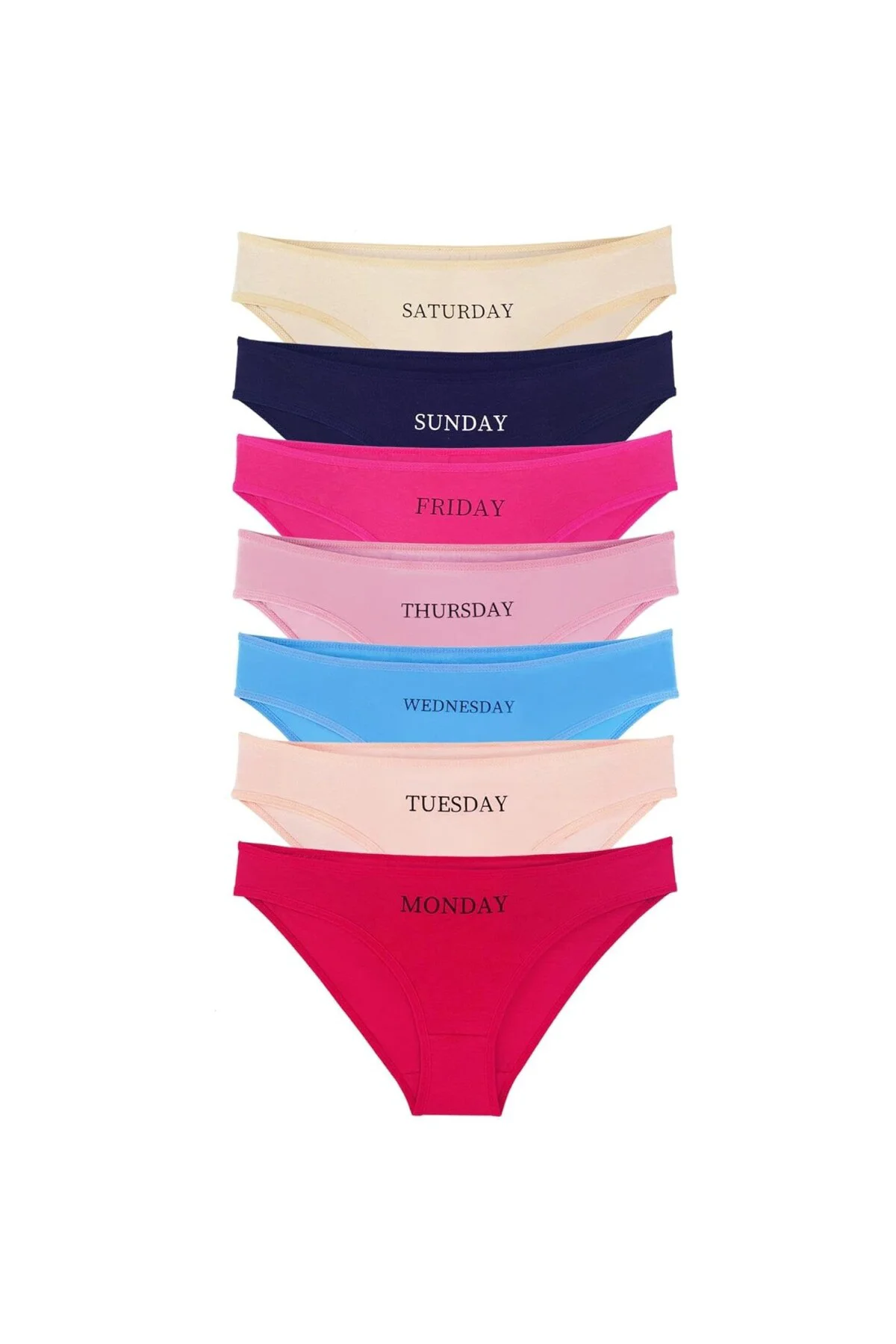 Sensu Kadın Gün Baskılı Pamuklu Slip 7li Külot Set - Model3 Medium