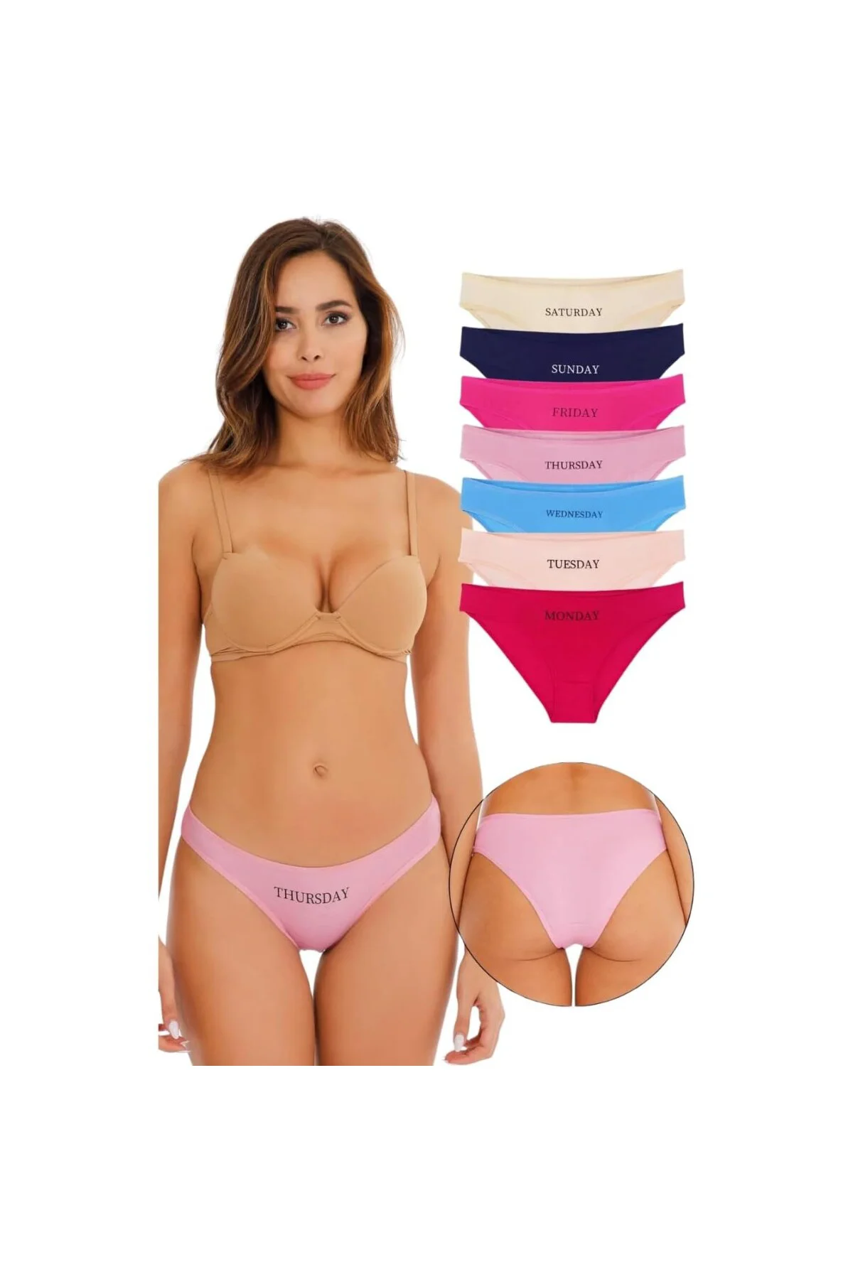 Sensu Kadın Gün Baskılı Pamuklu Slip 7li Külot Set - Model3 Small