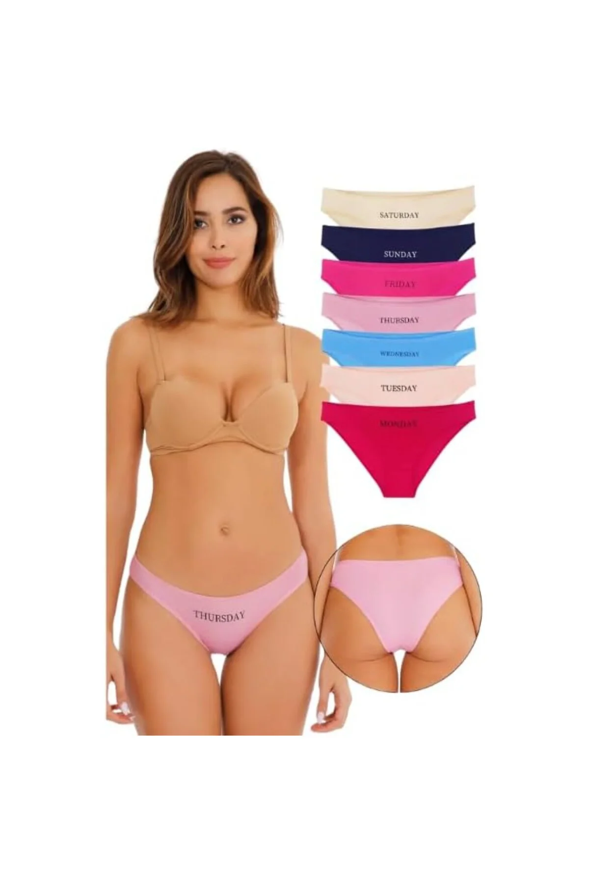 Sensu Kadın Gün Baskılı Pamuklu Slip 7li Külot Set - Model3 Medium