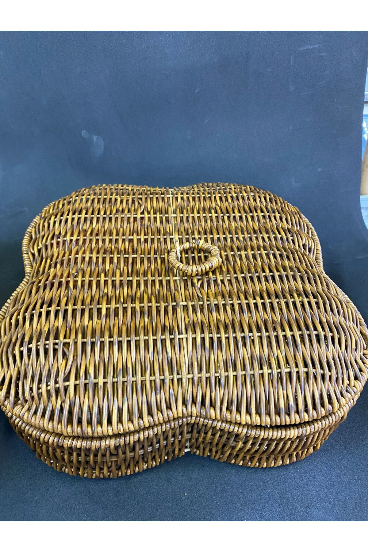 Sentetik Rattan Kapaklı Bölmeli 4’Lü Çerezlik Meyvelik 30*30*8,5