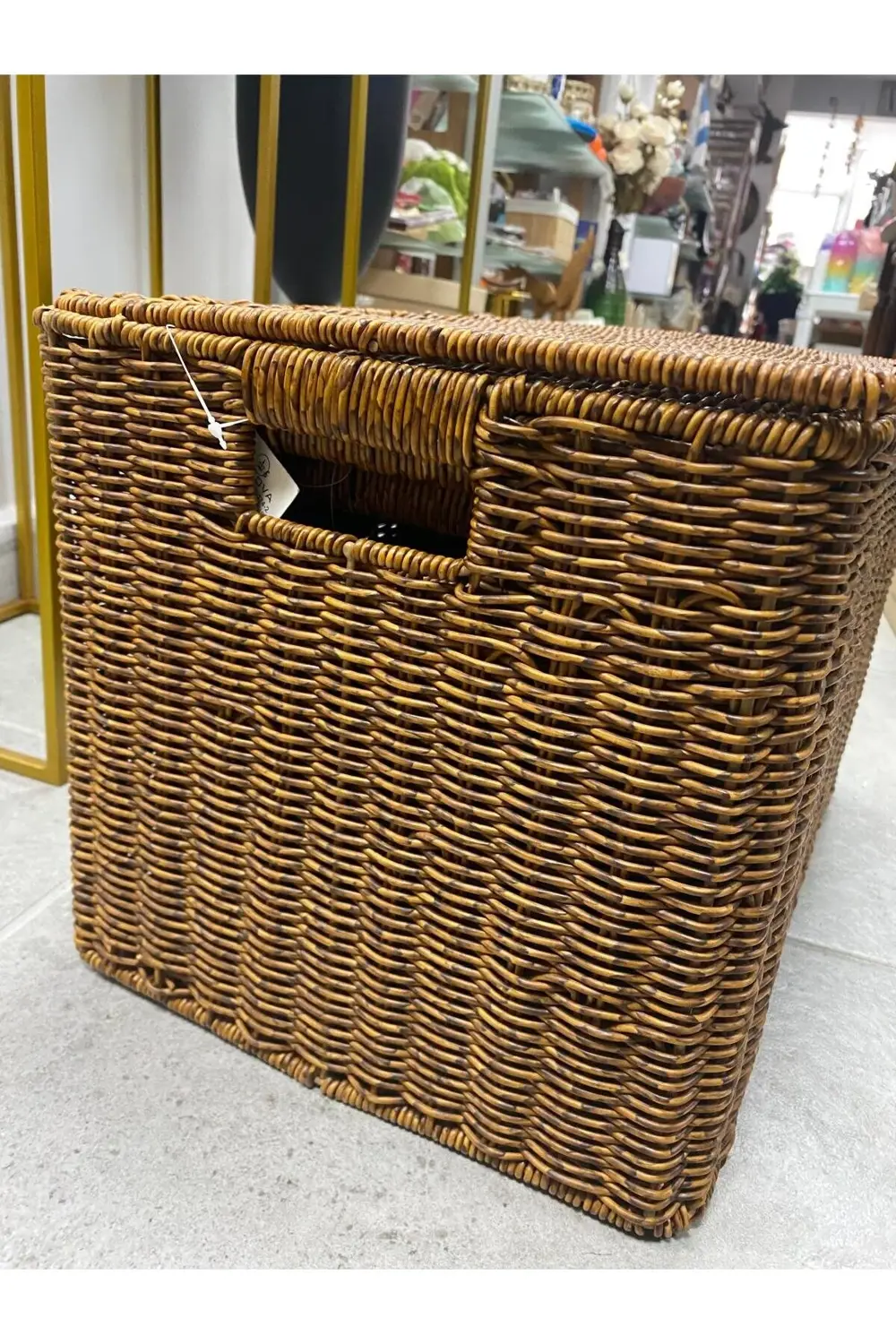 Sentetik Rattan Örme Düzenleyici Kapaklı Sepet 3 Lü