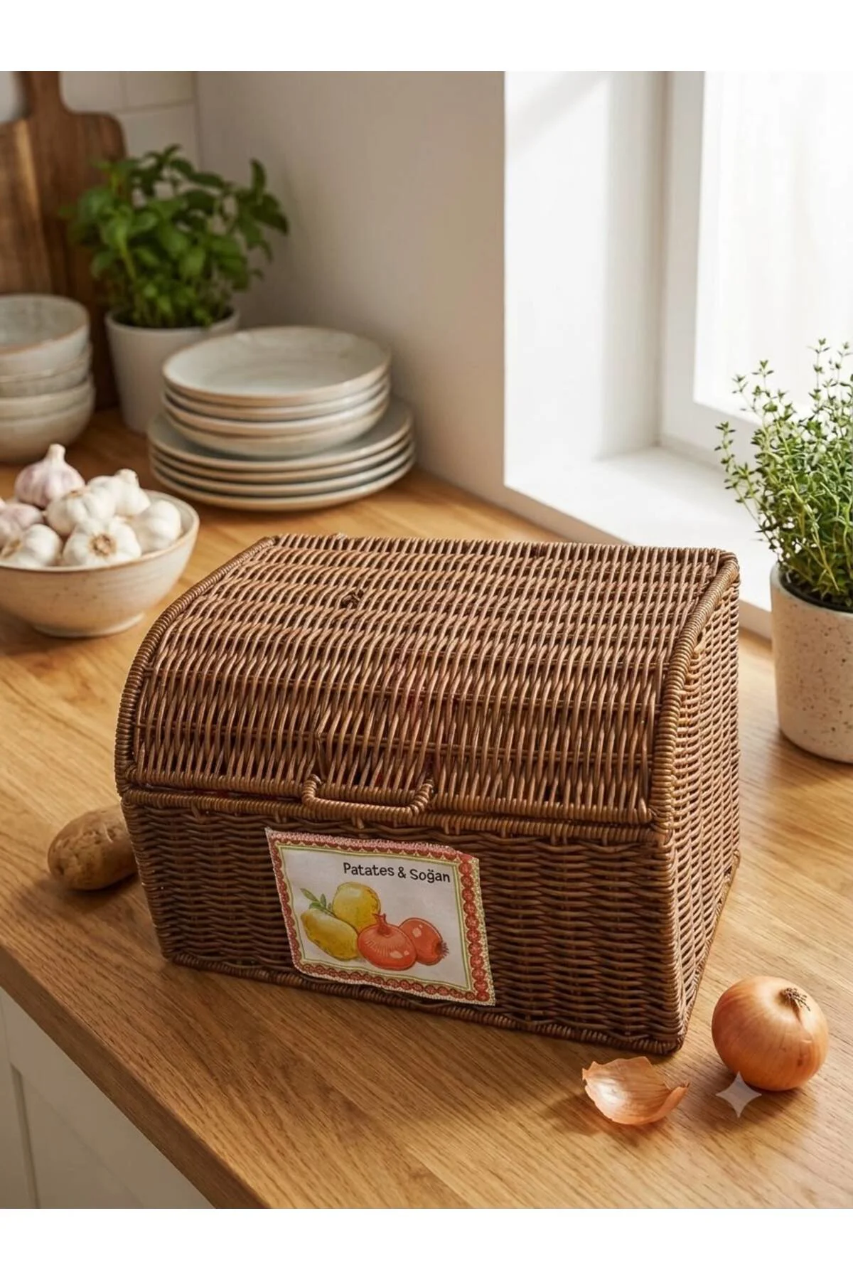 Sentetik Rattan Patates Soğanlık Kabı