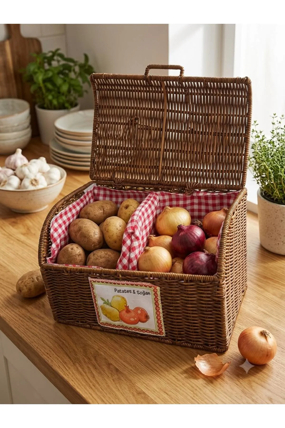 Sentetik Rattan Patates Soğanlık Kabı