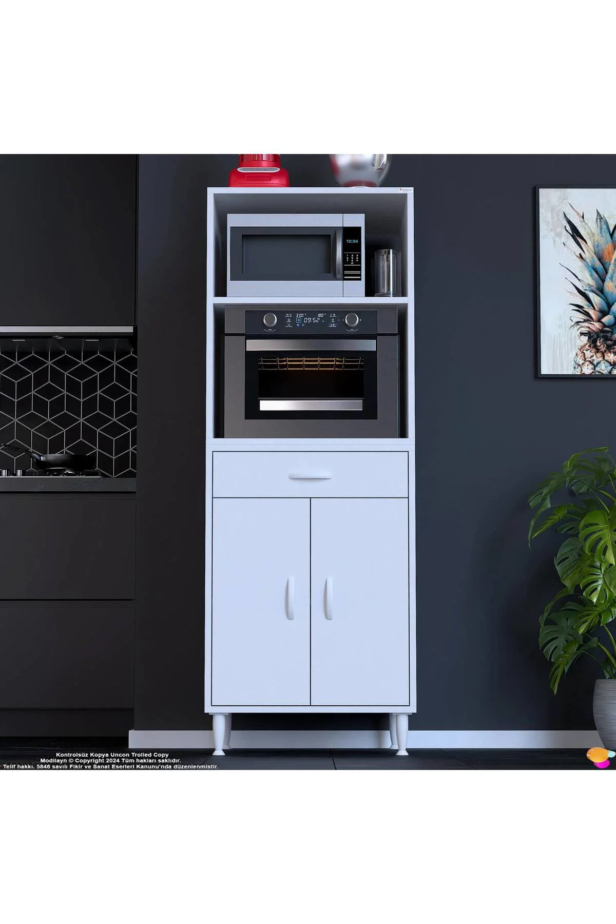 Serale 2 Kapaklı 56 cm Derinlikte Dolap Mutfak Fırın Dolabı 60x16