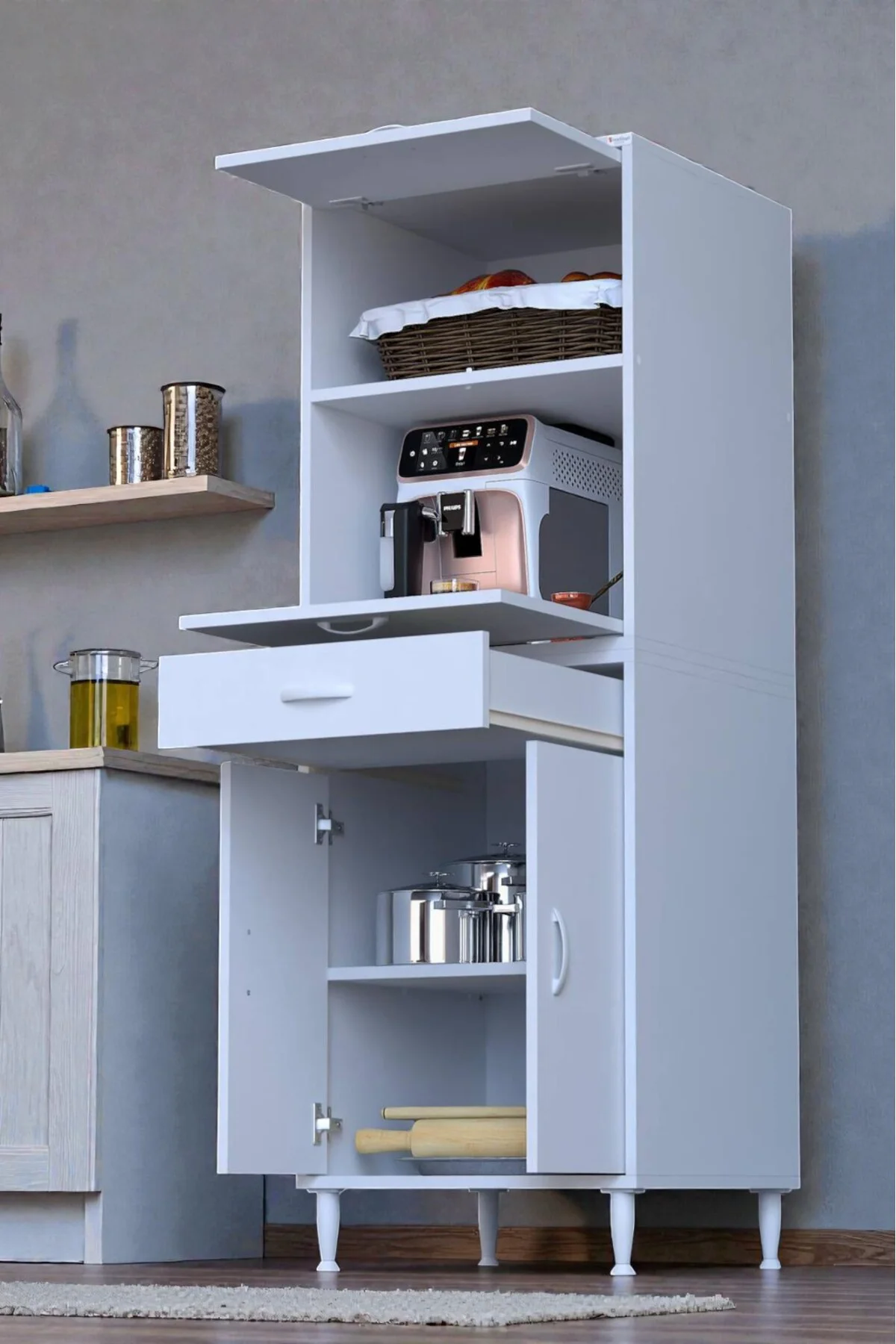 Serale 4 Kapaklı 56 cm Derinlikte Dolap Mutfak Fırın Dolabı 60x16