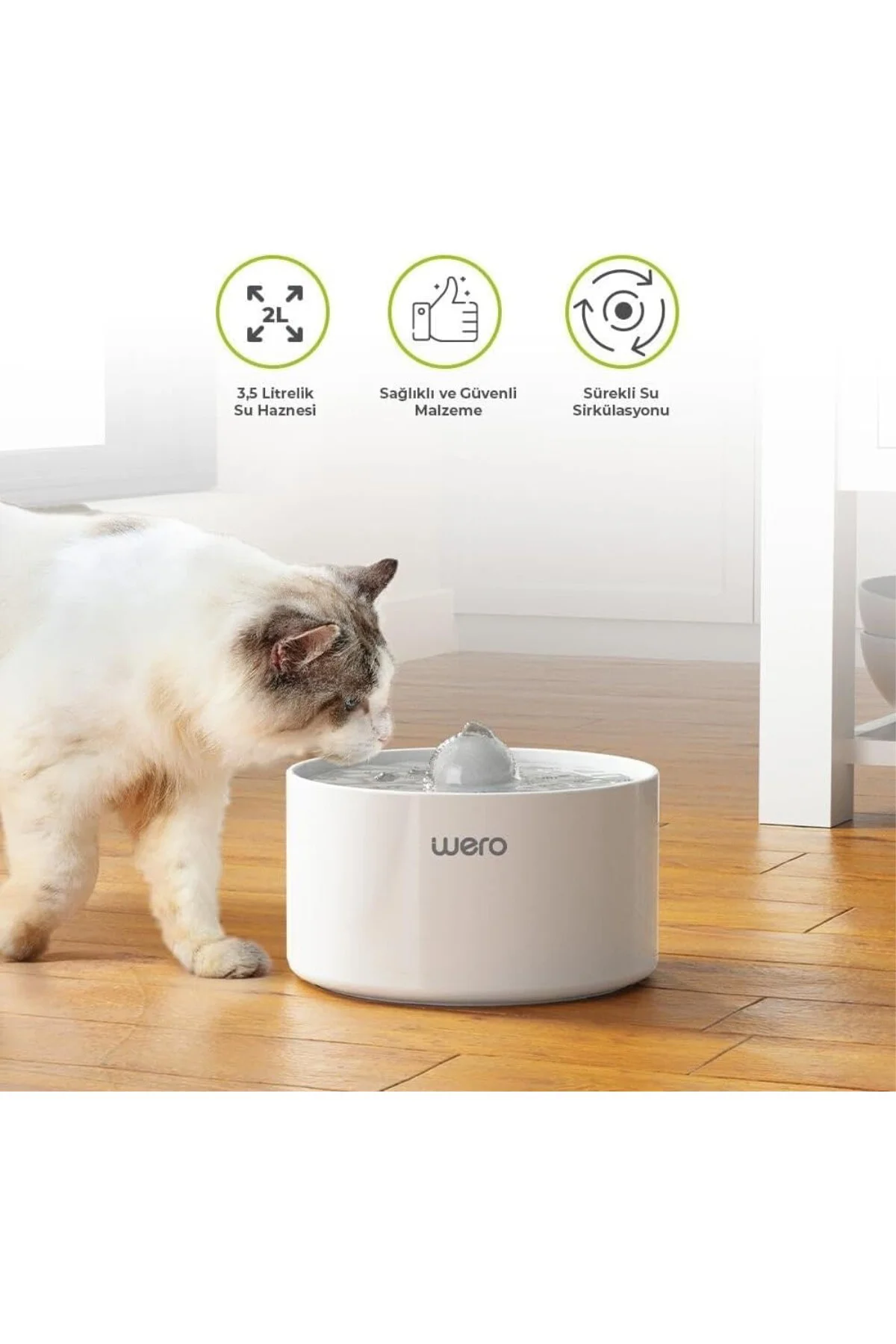 Seramik 2 lt Otomatik Kedi Su Pınarı