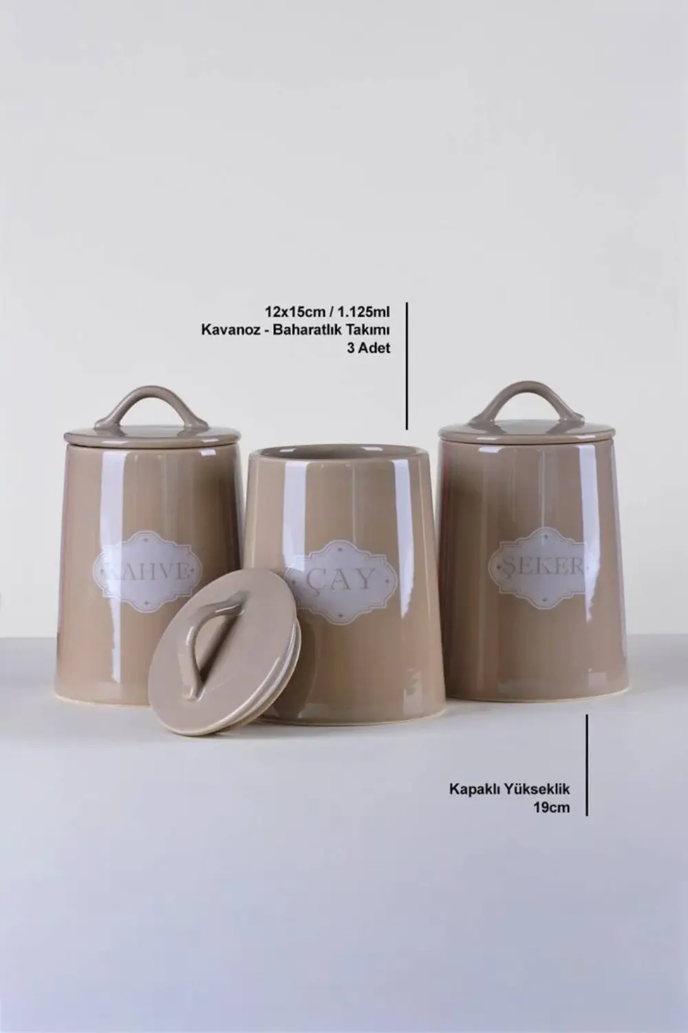 Seramik 3 Lü Çay Şeker Saklama Kavanozu