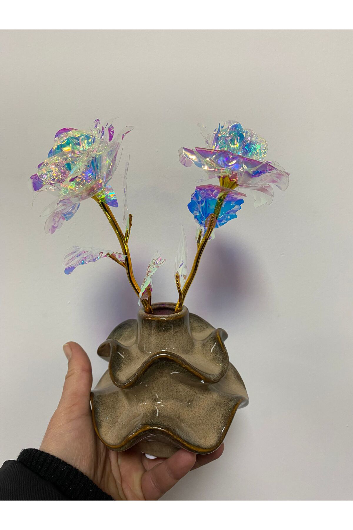 Seramik Dalgalı Vazo 12*12.3*10 cm