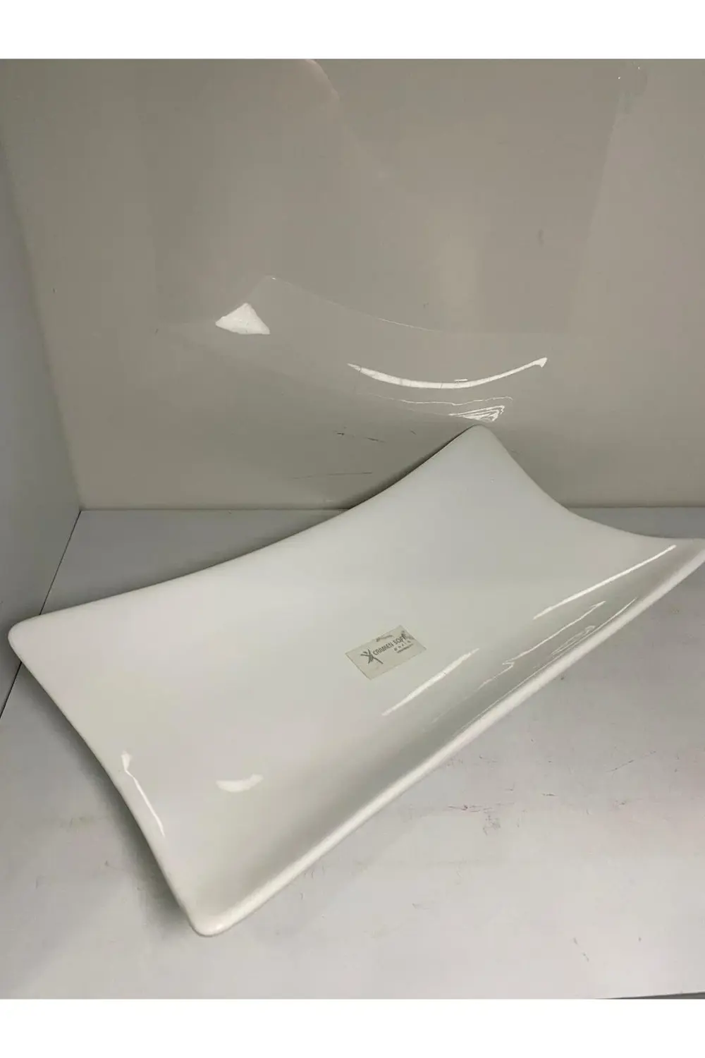 Seramik Dekoratif Dikdörtgen Tabak Beyaz