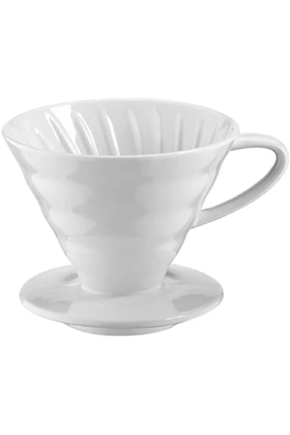 Seramik Kahve Dripper - Porselen Demleyici - No: 2 - Beyaz (V60 B