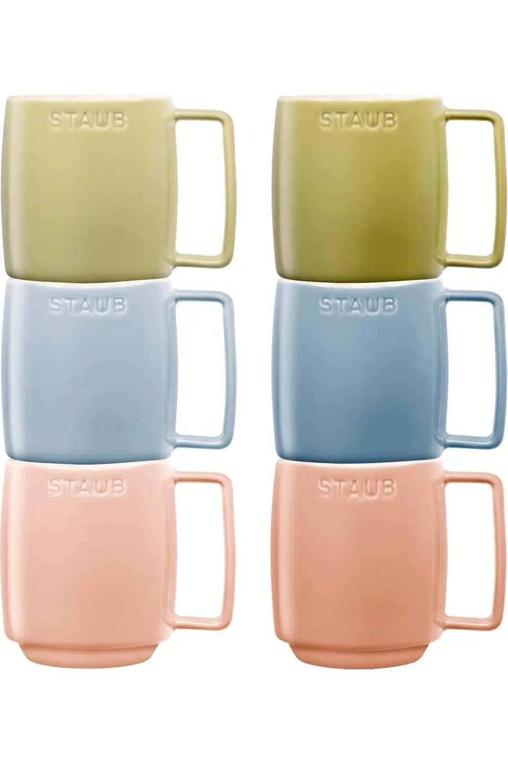 Seramik Kupa Seti, 350 ml, Makaron Renkli, 6 Parça, Mikrodalga ve