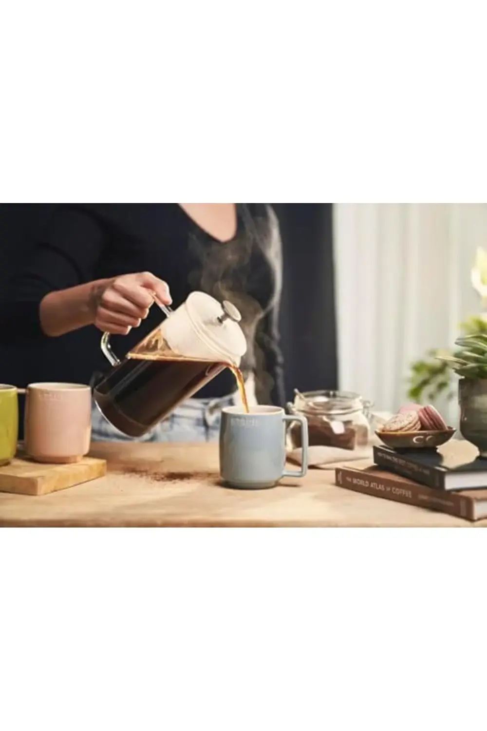 Seramik Kupa Seti, 350 ml, Makaron Renkli, 6 Parça, Mikrodalga ve