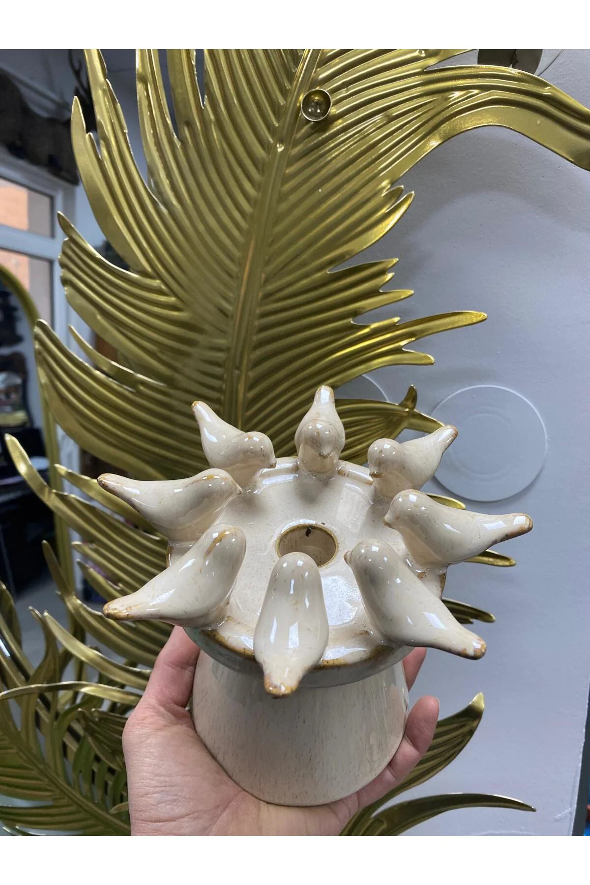 Seramik Kuşlu Mumluk 18*18*14 cm AK.LB0029